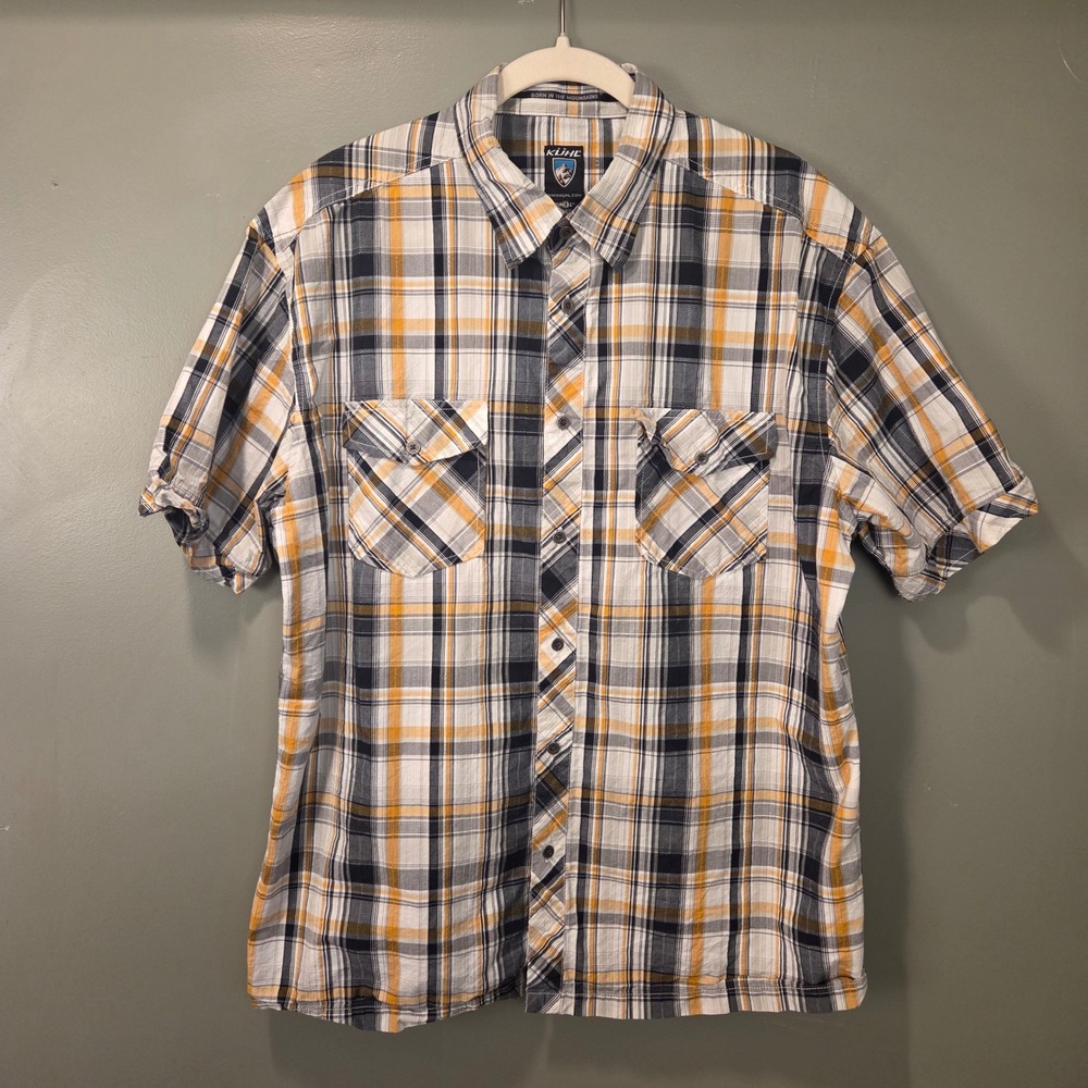 Kuhl Men's Suncel Short Sleeve Button Up Shirt Size XL Plaid Sun Protection